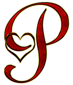 Decorative Letter Pwith Heart Design PNG