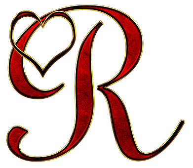 Decorative Letter Rwith Heart PNG