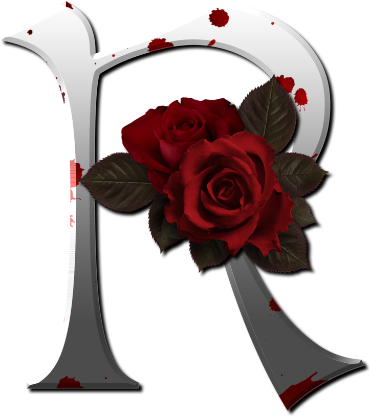 Decorative Letter Rwith Roses PNG