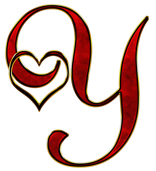 Decorative Letter Ywith Heart Design PNG