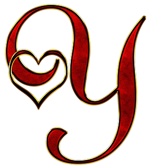 Decorative Letter Ywith Heart PNG