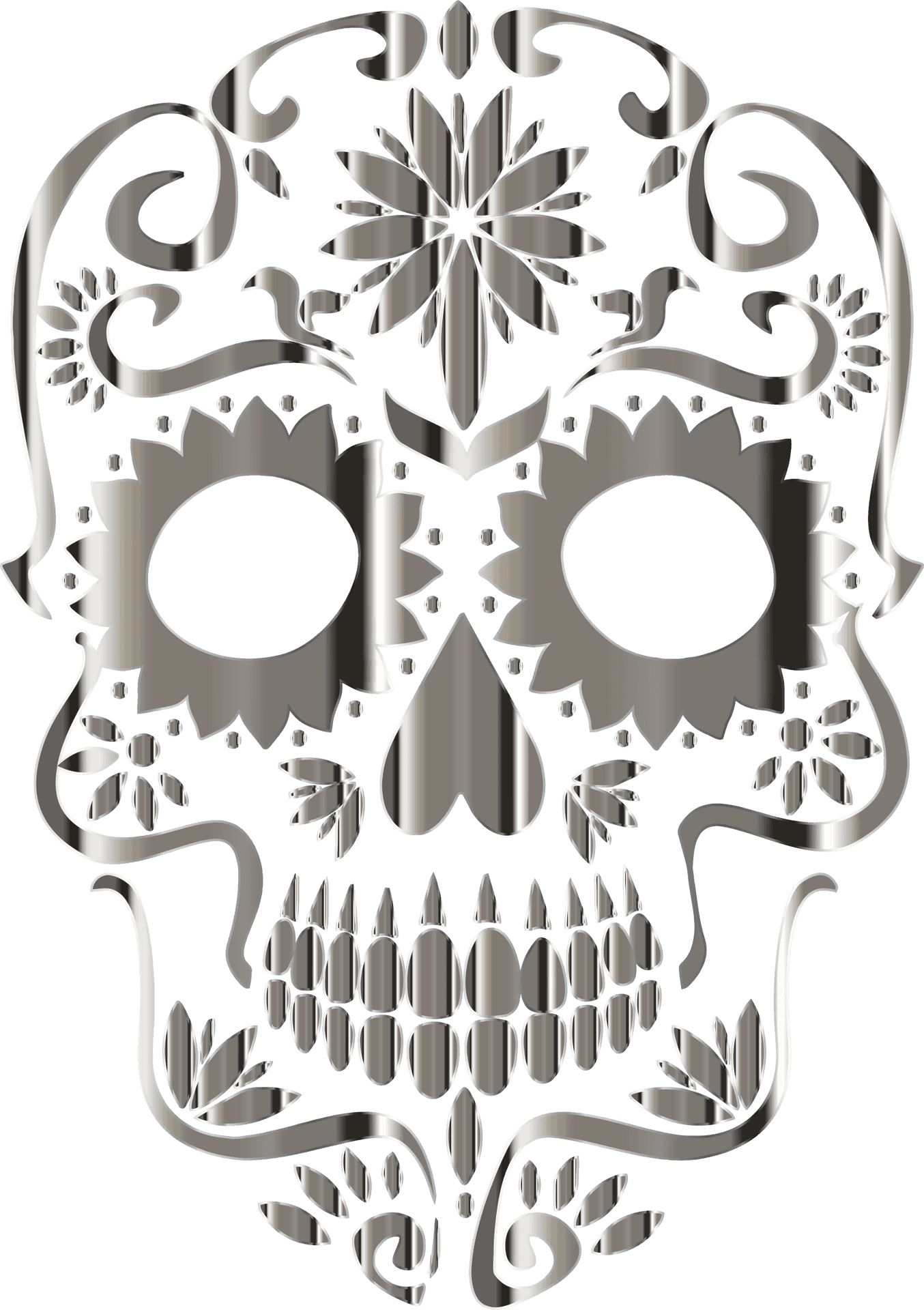Decorative Metallic Skull Design.png PNG