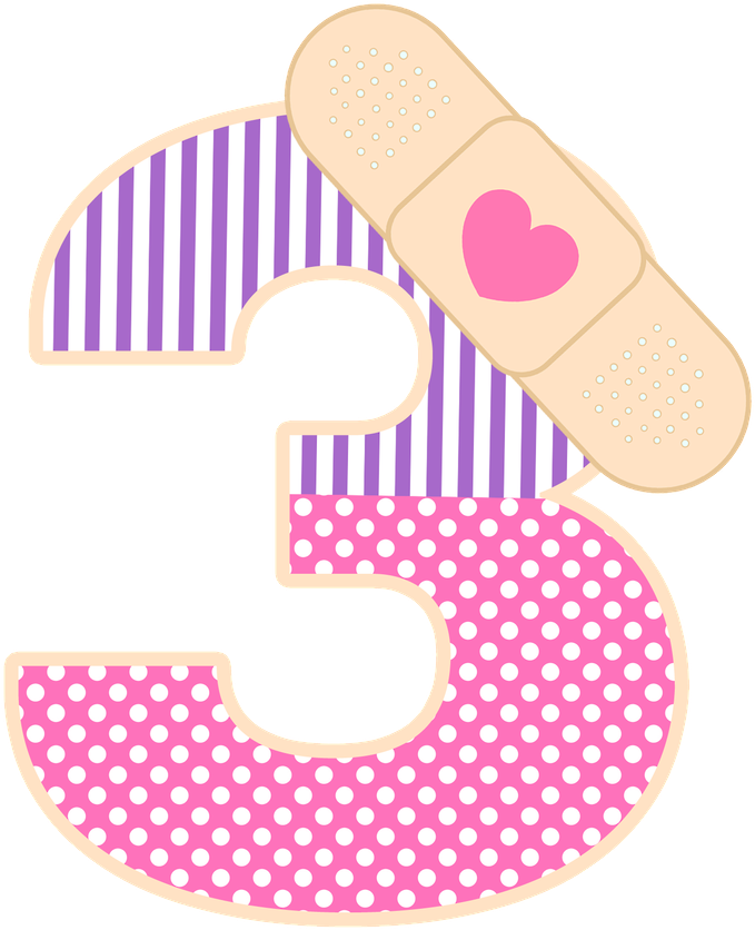 Decorative Number3with Bandage PNG