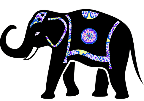 Decorative Patterned Elephant Illustration PNG
