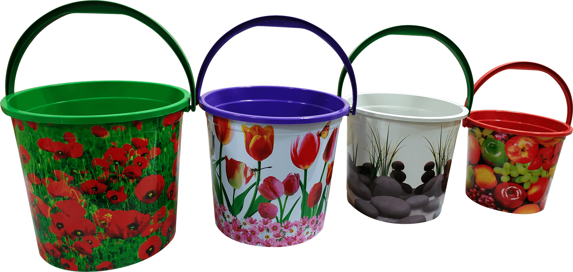 Decorative Plastic Buckets Collection PNG