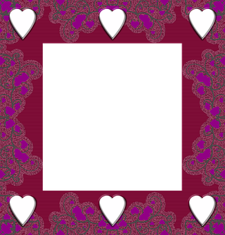 Decorative Purple Framewith Hearts PNG