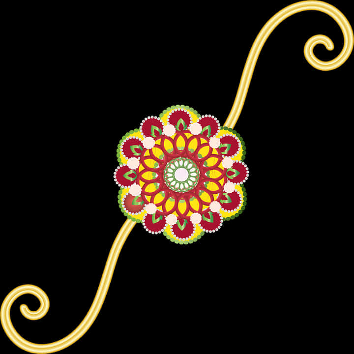 Decorative Rakhi Designon Black Background PNG