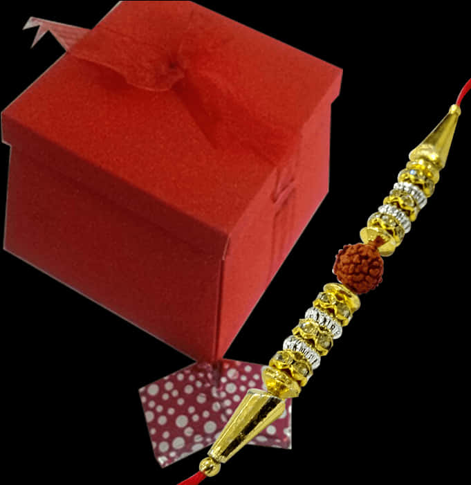 Decorative Rakhiwith Gift Box PNG