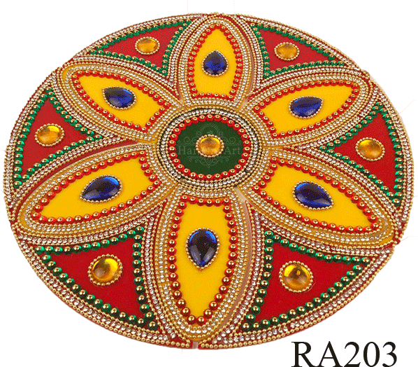 Decorative Rangoli Designwith Beadsand Stones PNG