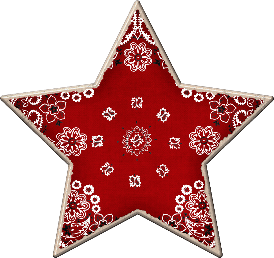 Decorative Red Floral Star Pattern PNG
