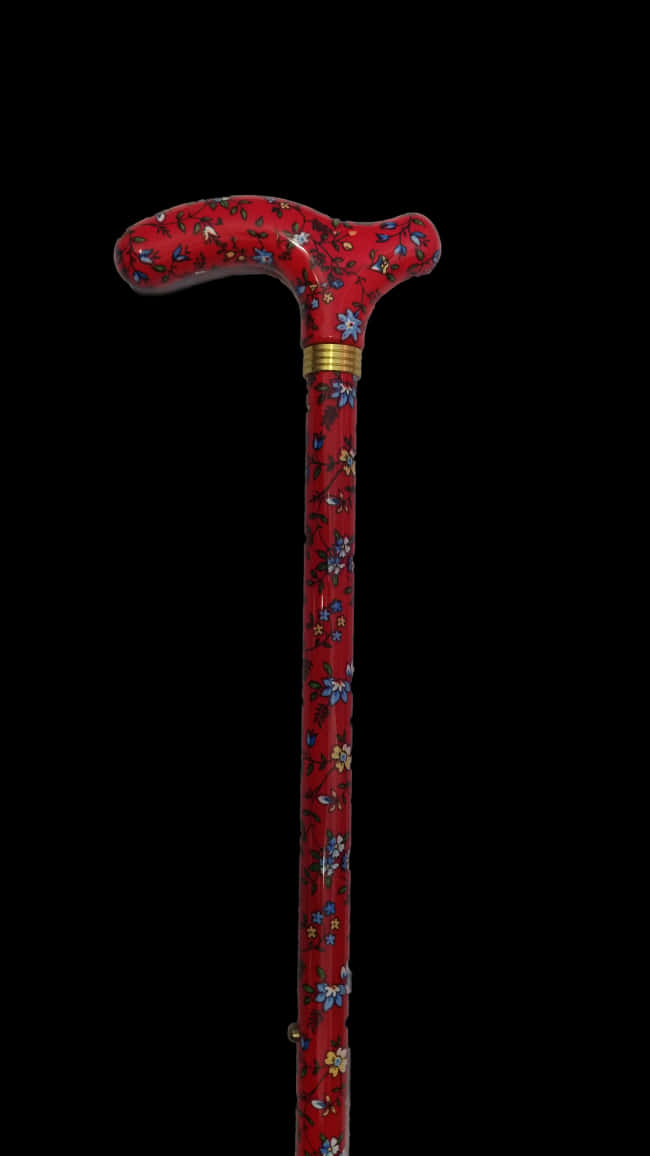 Decorative Red Floral Walking Stick PNG