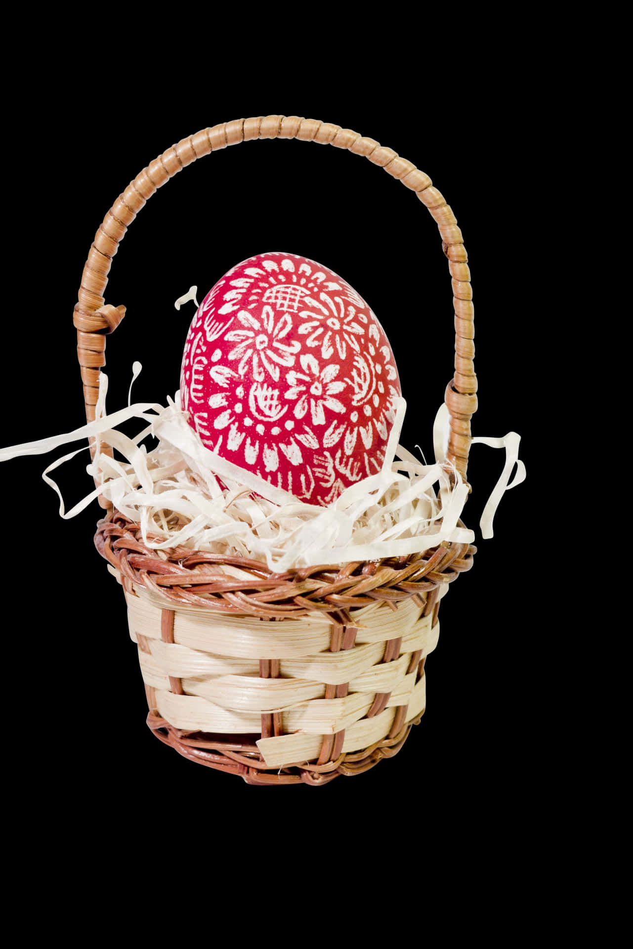 Decorative Red Patterned Eggin Basket PNG