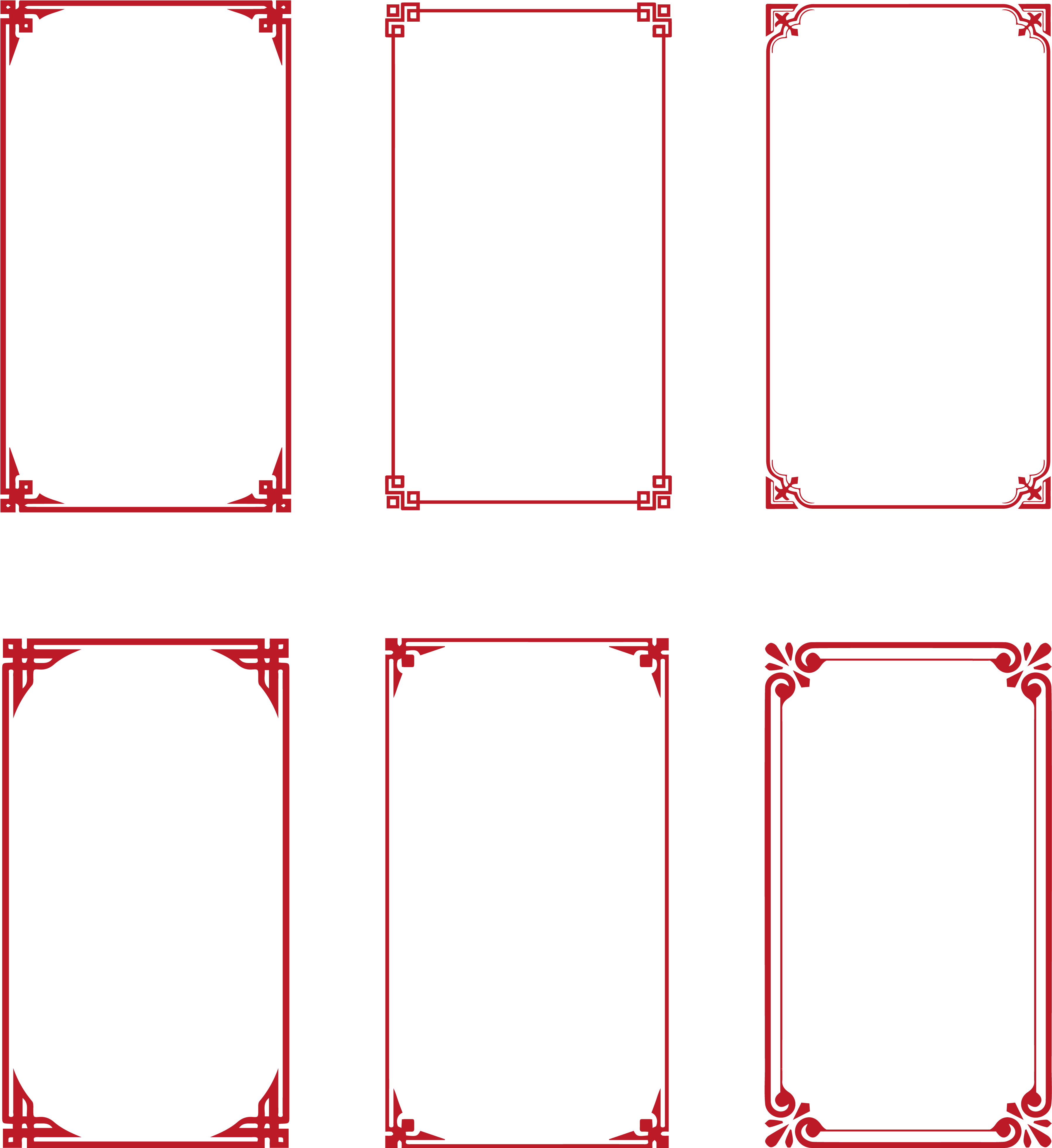 Decorative Red Vector Frames Collection PNG