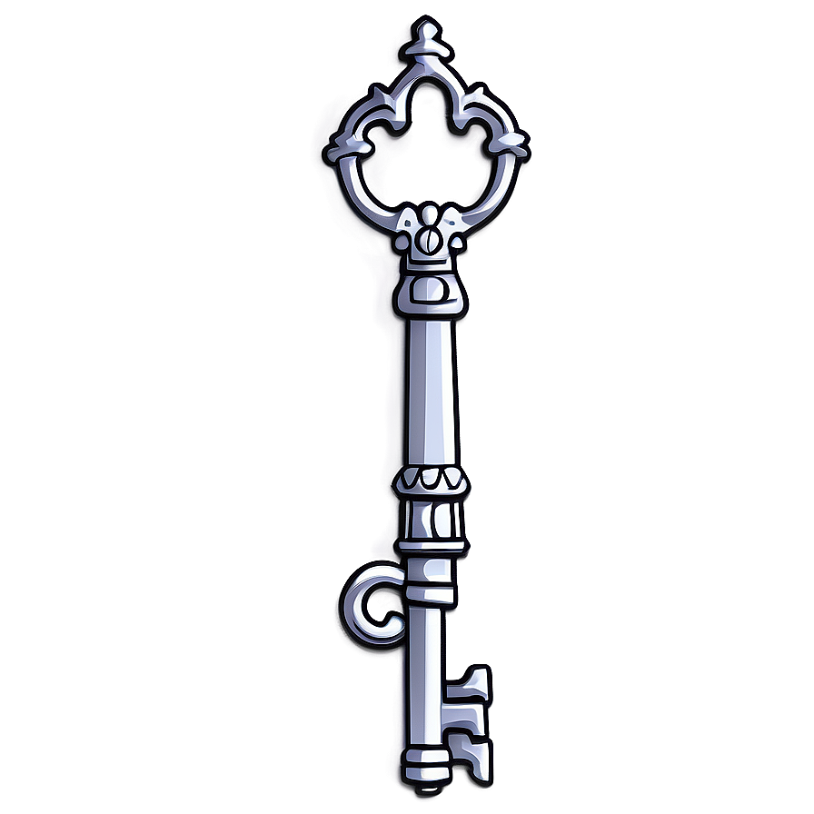 Decorative Skeleton Key Outline Png 06212024 PNG