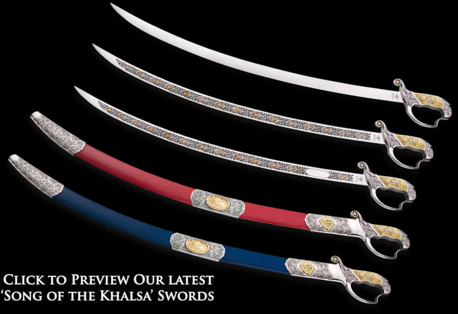 Decorative Talwar Swords Collection PNG