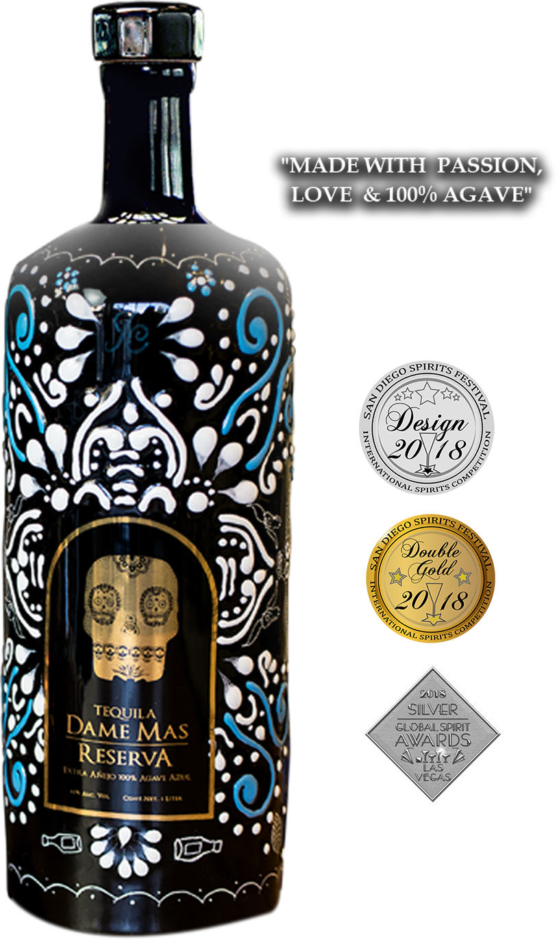 Decorative Tequila Bottlewith Awards2018 PNG