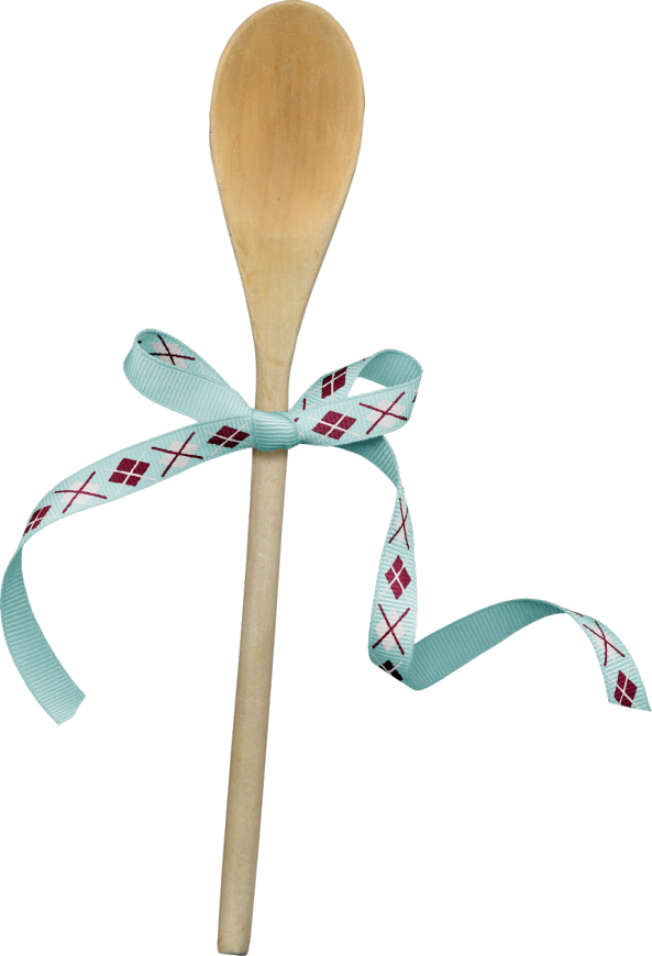 Decorative Wooden Spoonwith Ribbon PNG