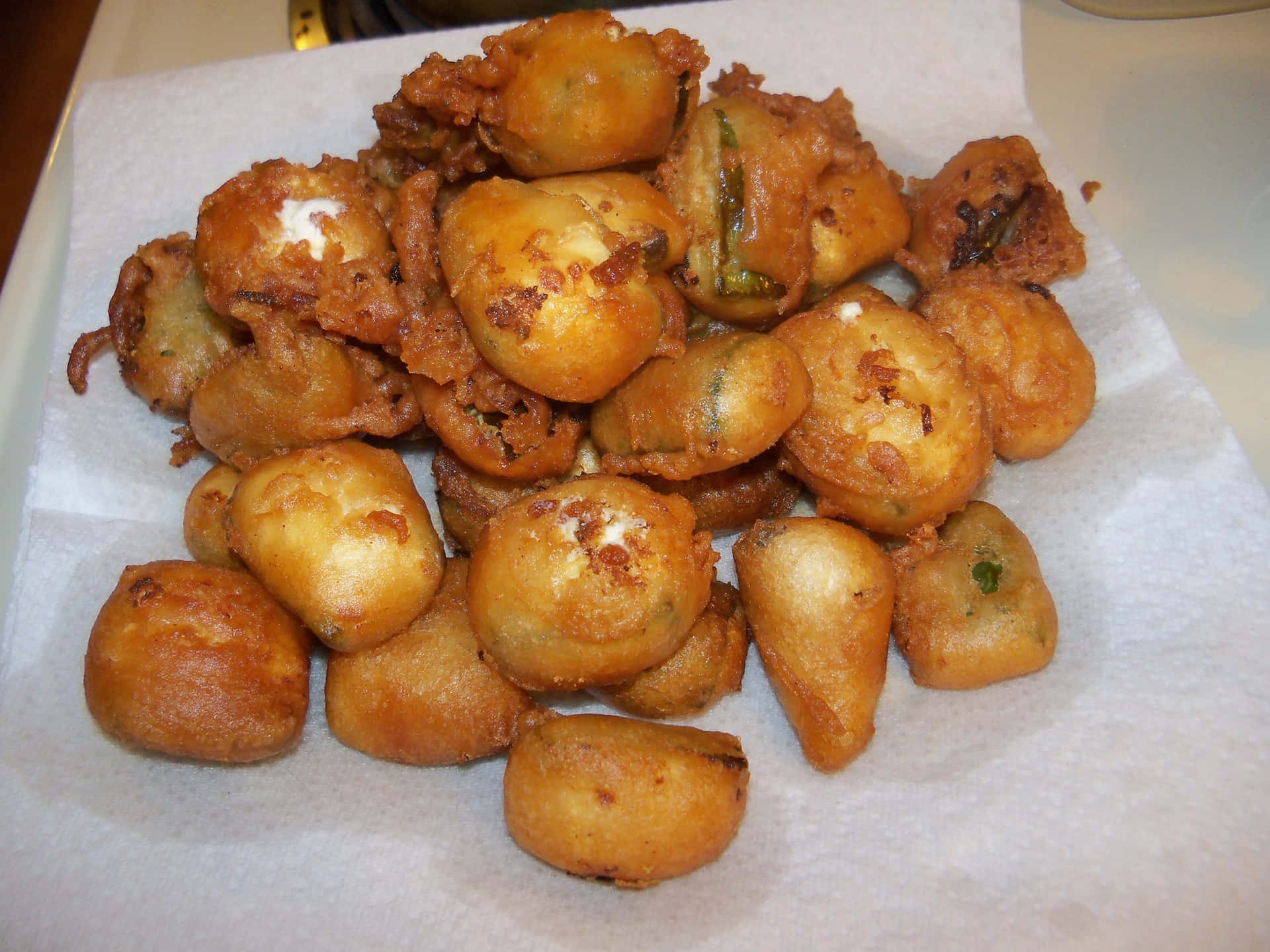 Fried Okra On A White Paper