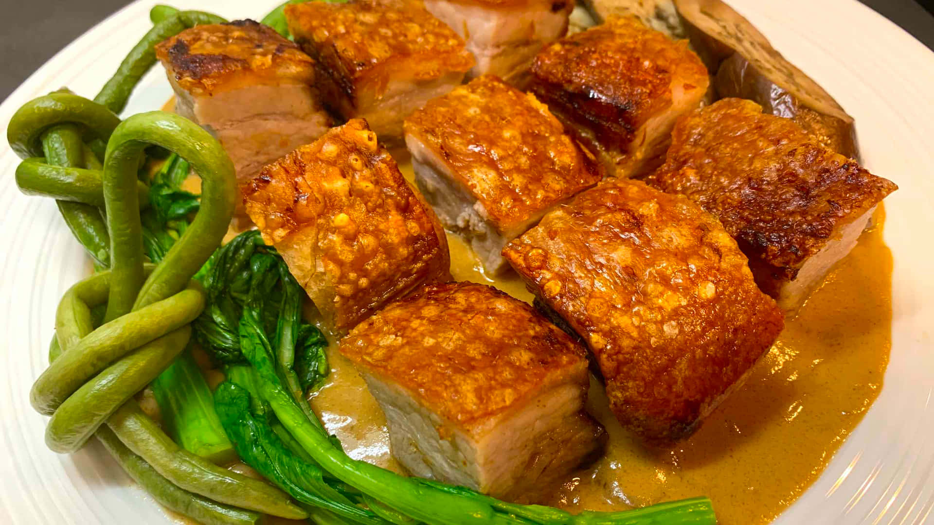 Deep-fried Pork Belly Cuts In Kare-kare Wallpaper