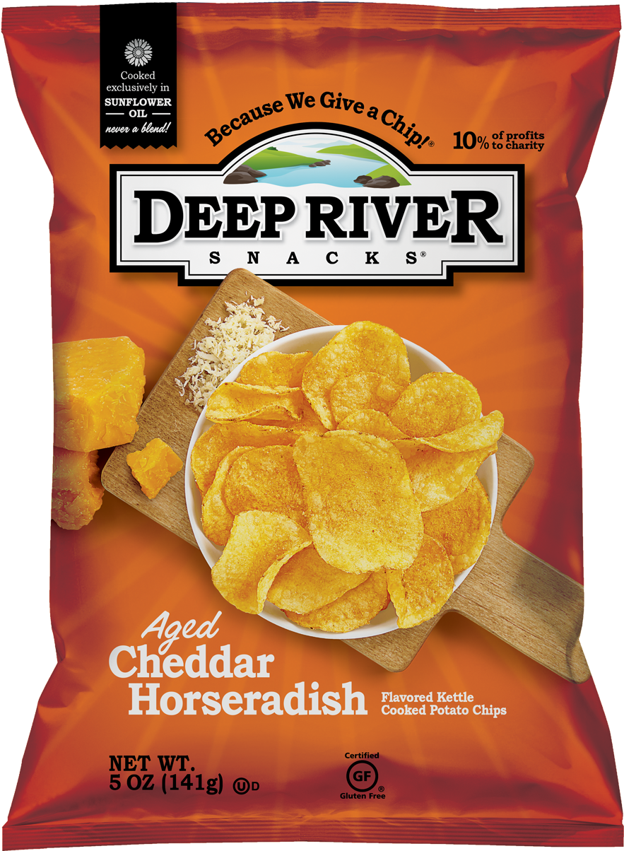 Deep River Snacks Aged Cheddar Horseradish Chips Package PNG