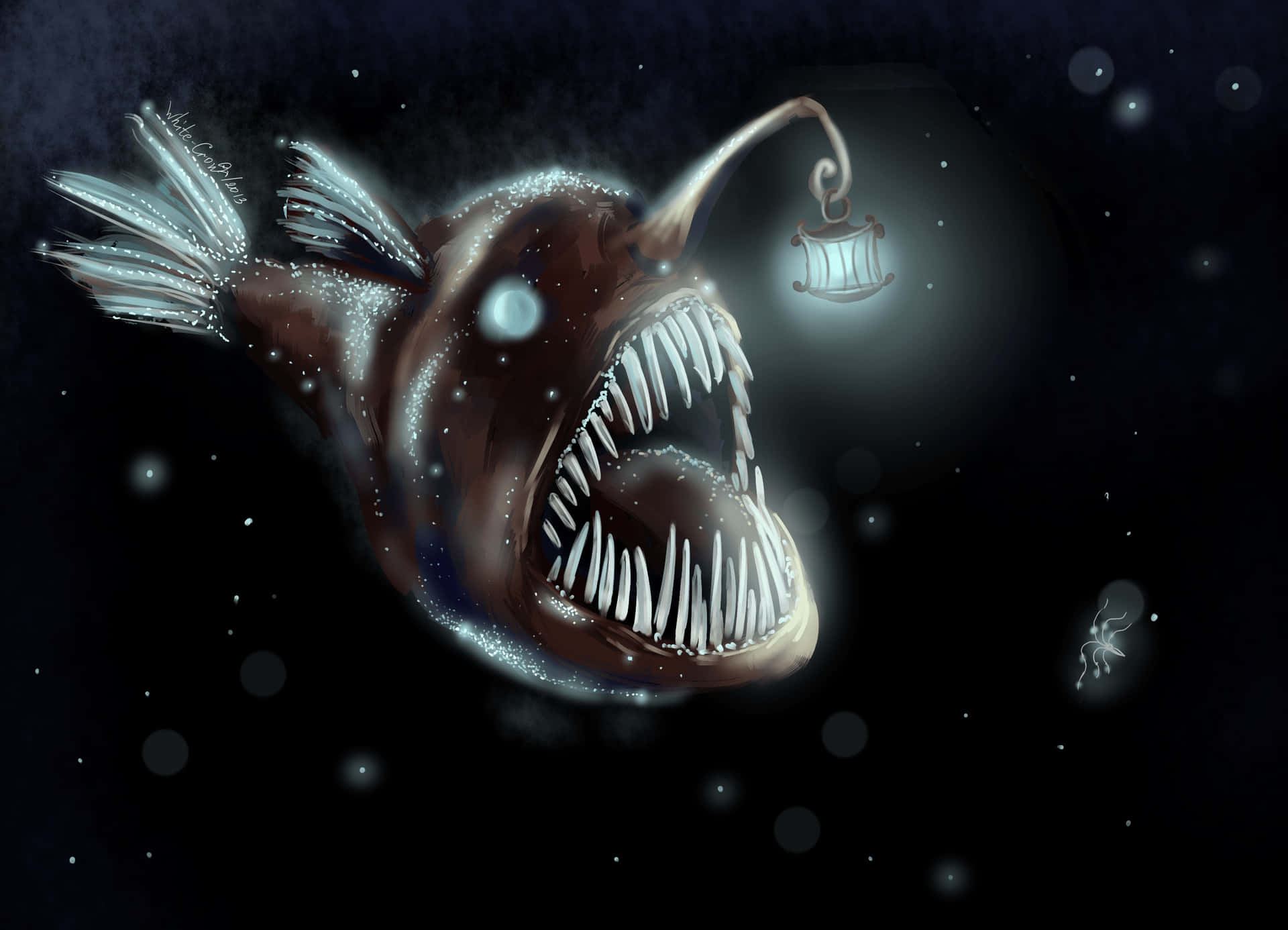 Diepzee Anglerfish Illustratie Achtergrond