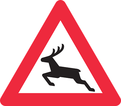 Deer Crossing Road Sign PNG