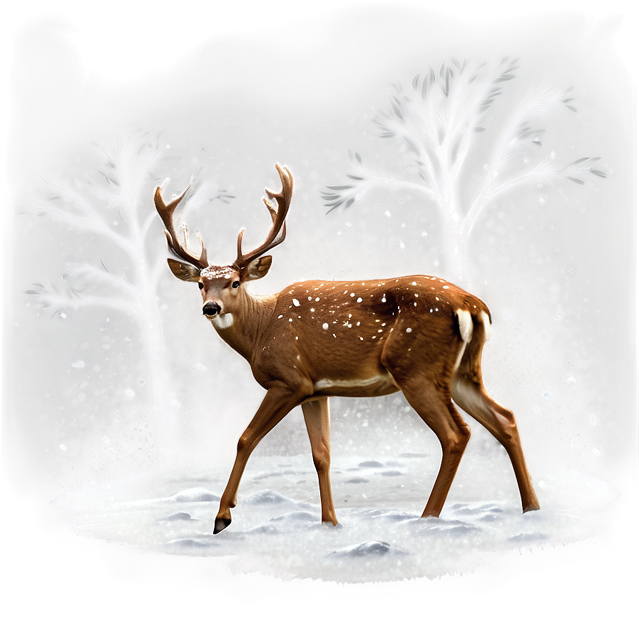 Deer In Snowfall Png Qnf5 PNG