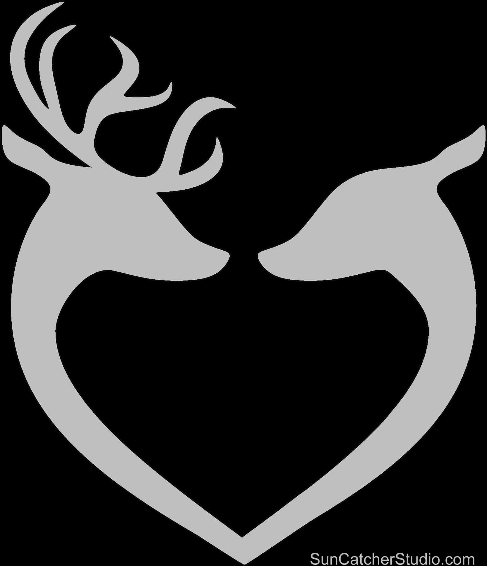 Deer Silhouette Heart Design PNG