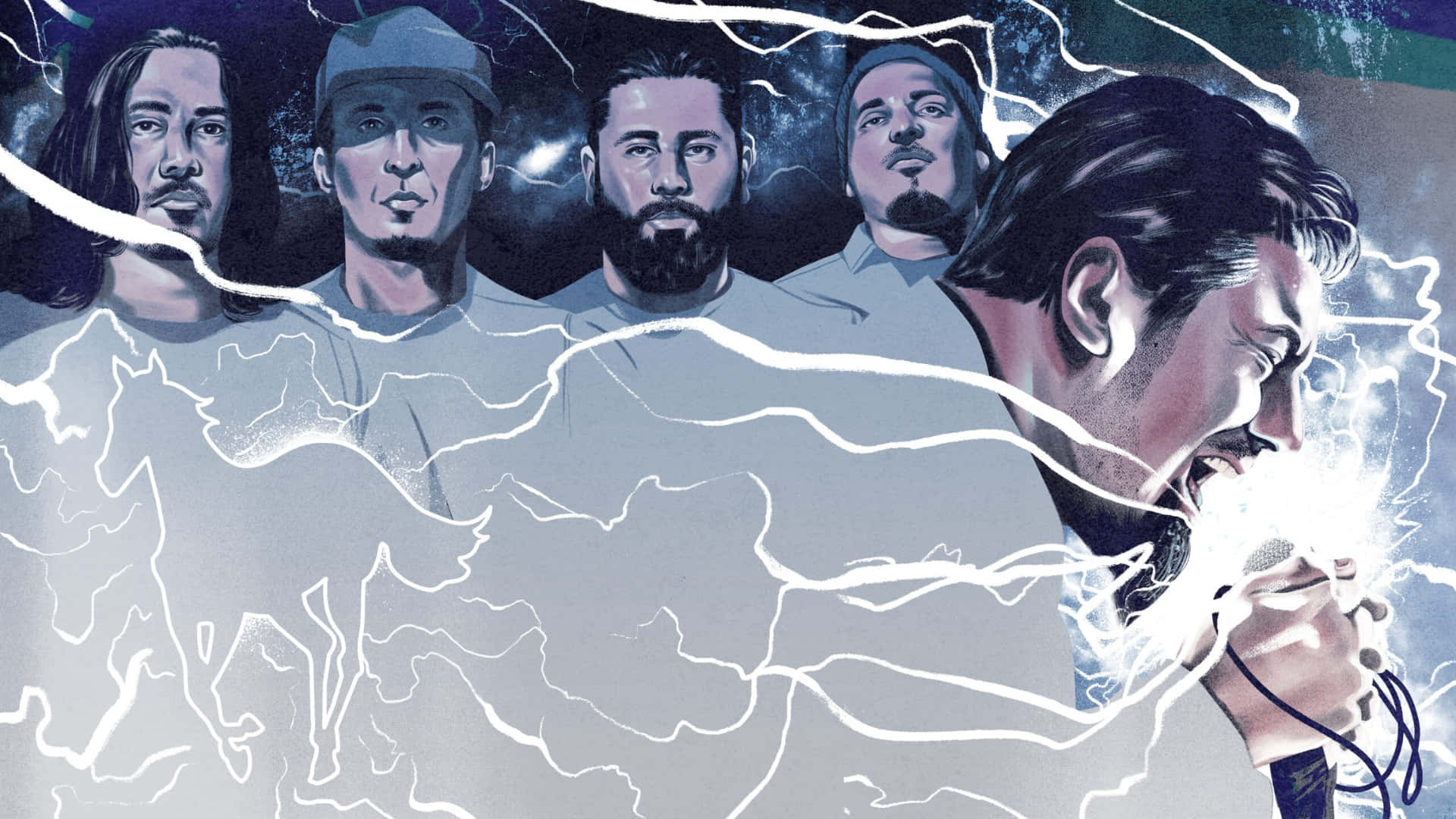 Deftones Band Elektrisk Framträdande Wallpaper