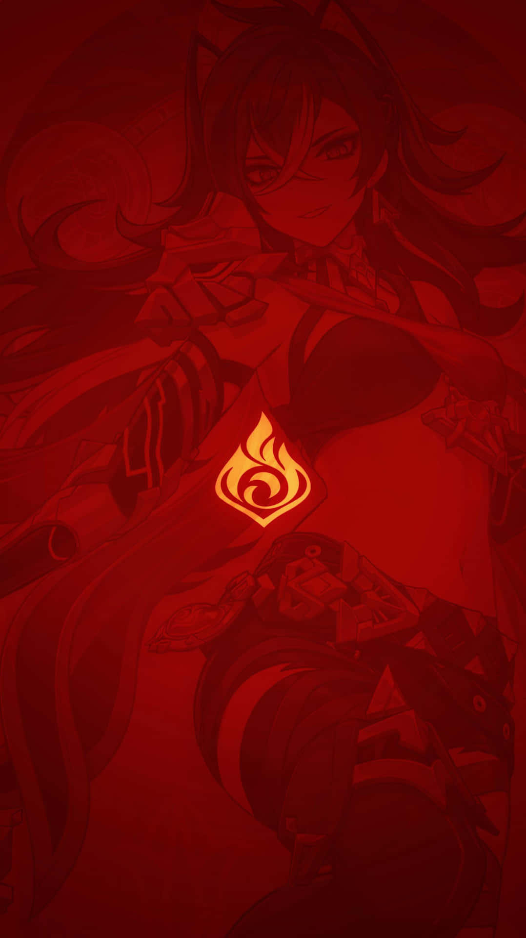 Dehya Red Silhouette Genshin Impact Wallpaper