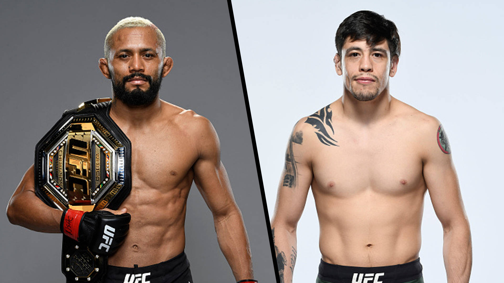 UFC Fighters Deiveson Figueiredo and Brandon Moreno in Action Wallpaper