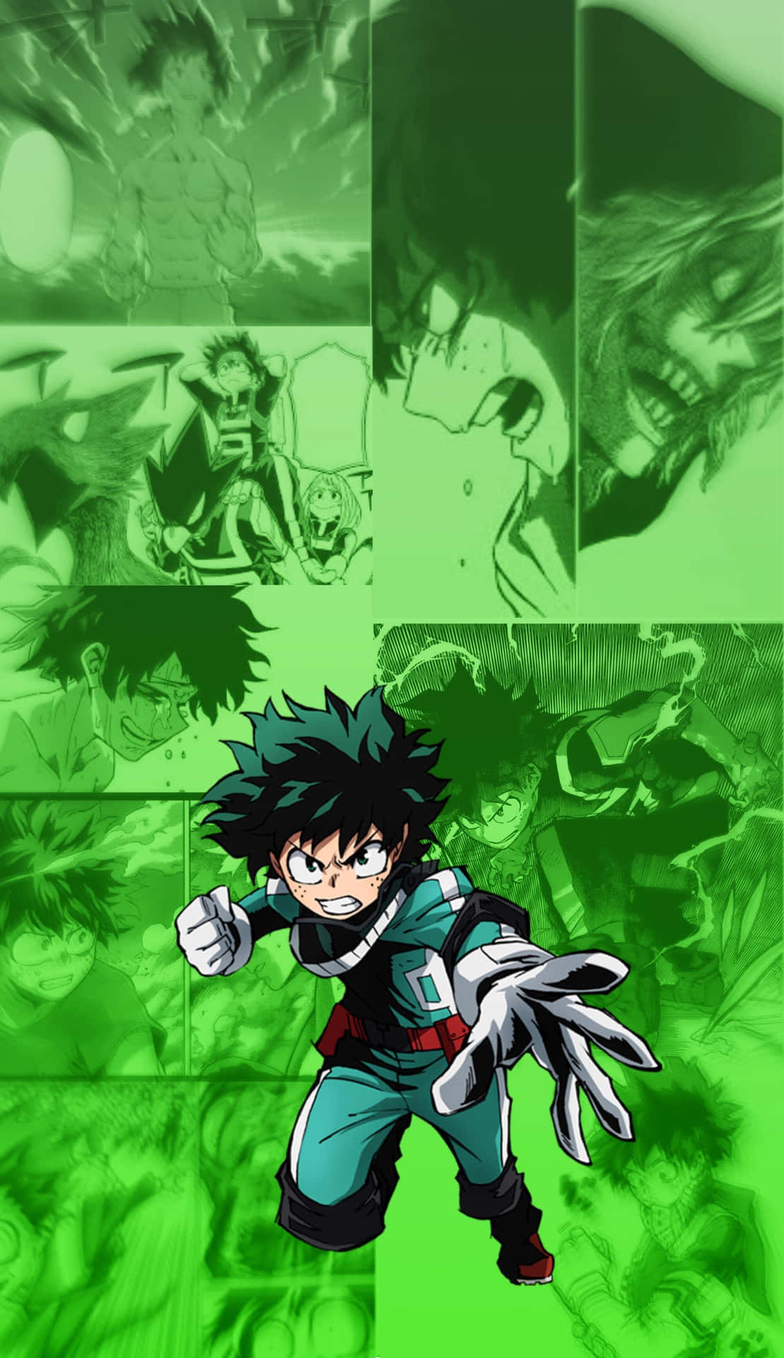 Dekuästhetische Grüne Collage Von Manga-ausschnitten. Wallpaper
