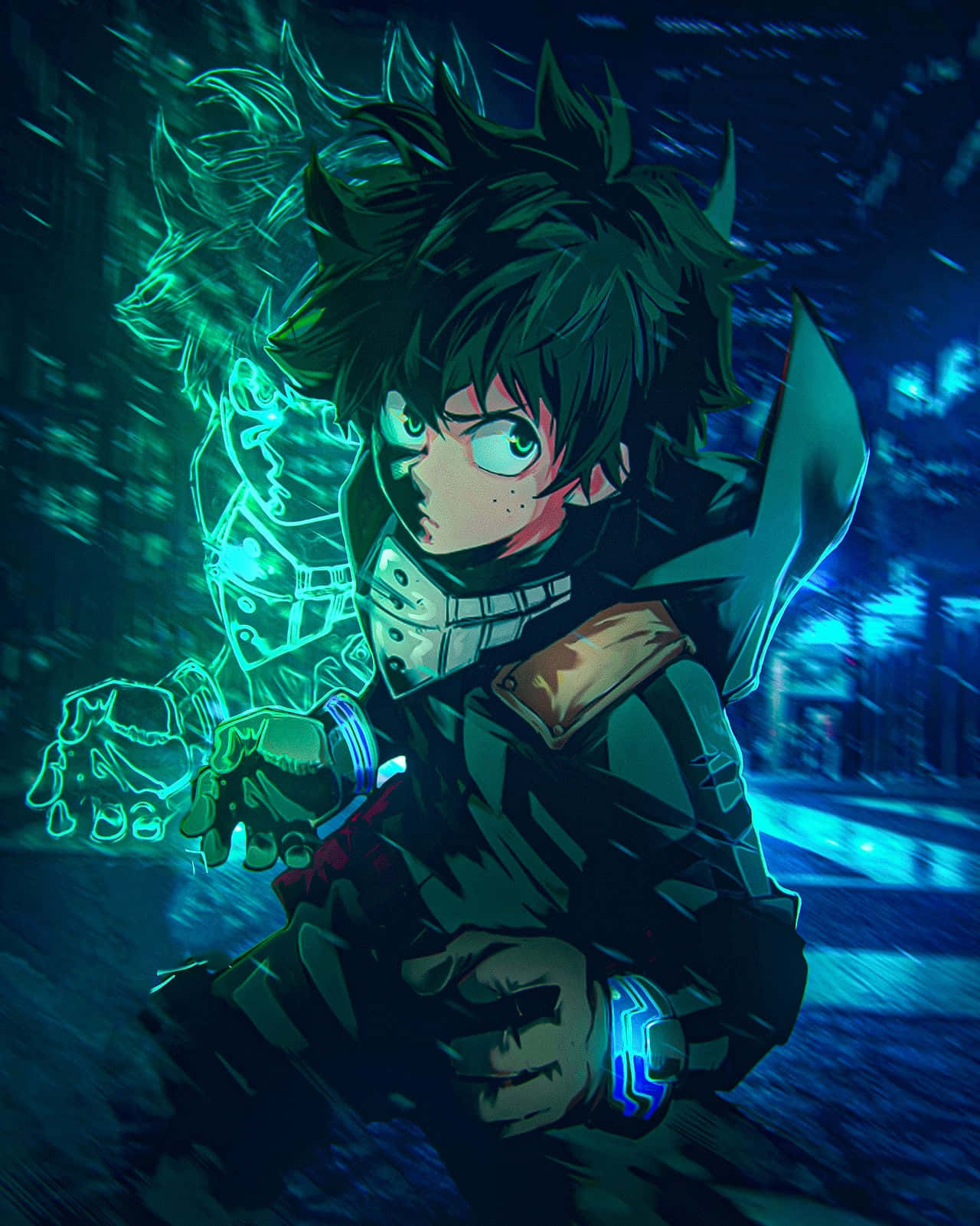 Deku Full Cowl Energy Glow Wallpaper