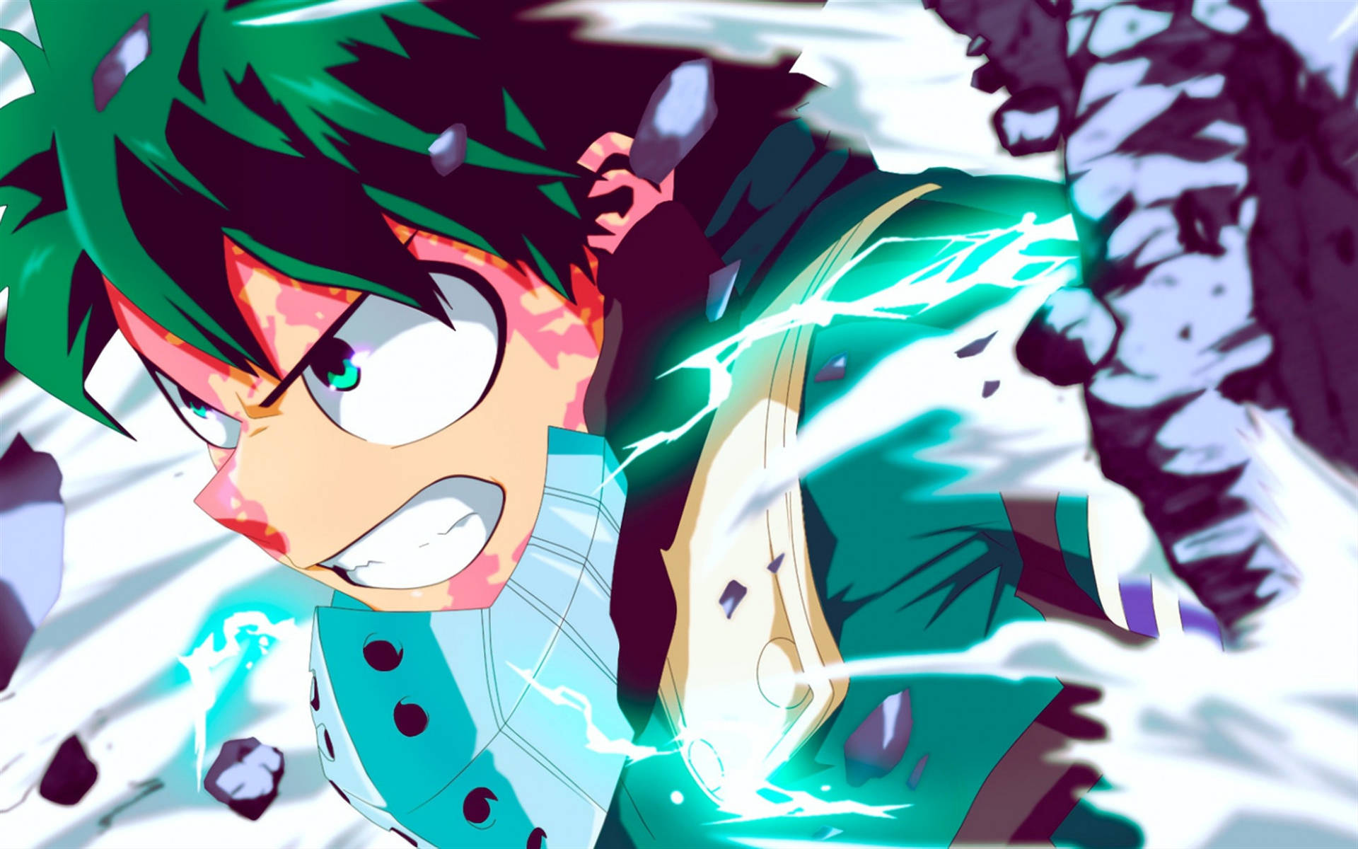 Deku experiencing a moment of triumph on the battlefield. Wallpaper