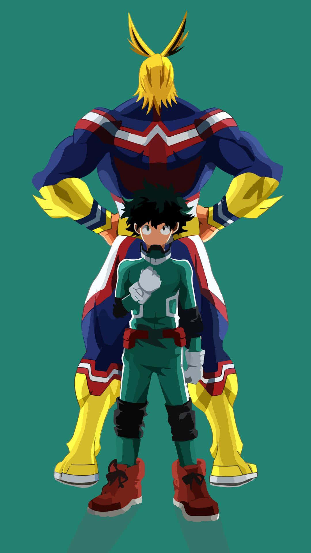 Deku Back To Back With All Might Picture