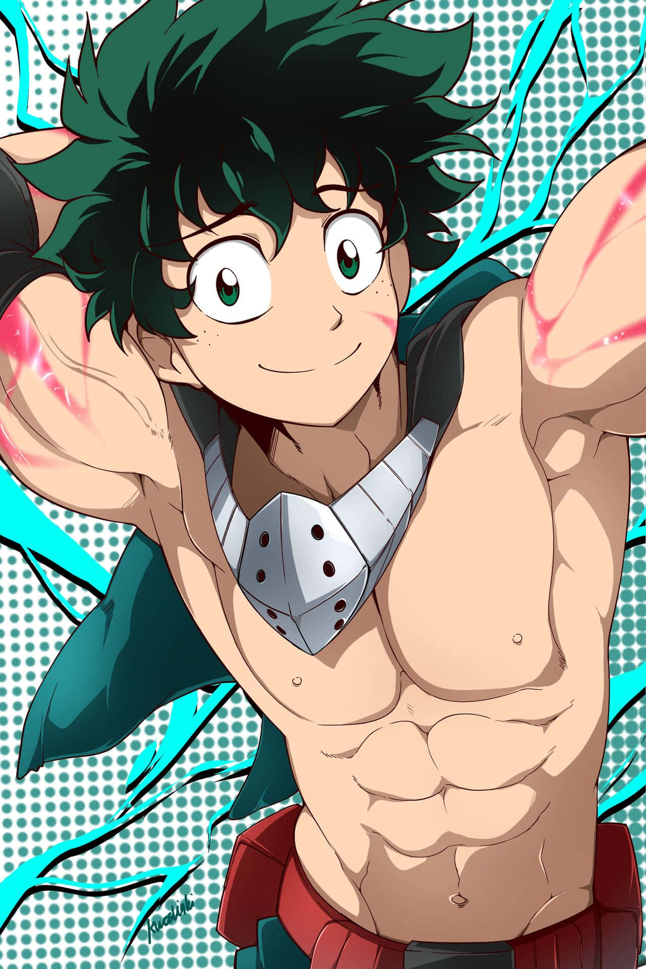 Deku Shirtless Anime Karakter Pose.jpg Bakgrunnsbildet