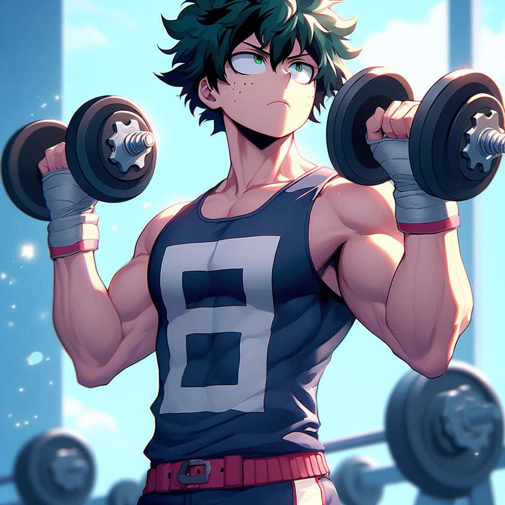 Download Deku_ Workout_ Anime_ Art Wallpaper | Wallpapers.com