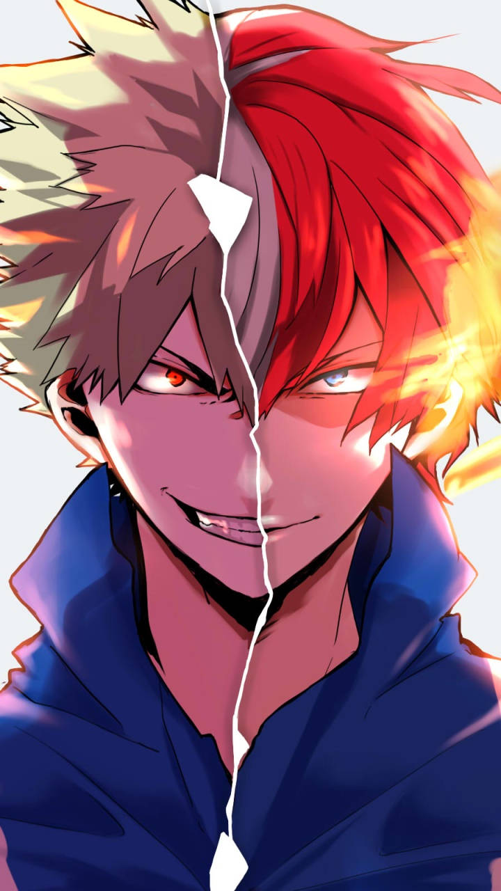 Join the heroes, Deku, Todoroki, and Bakugo, as they battle against evil forces. Wallpaper