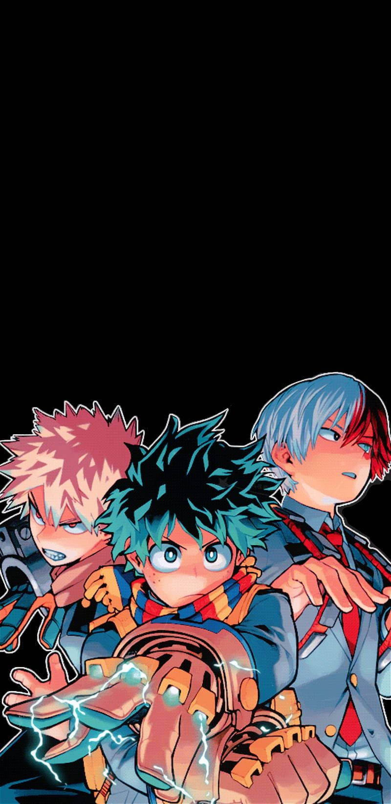 My Hero Academia power trio – Deku, Todoroki and Bakugou Wallpaper