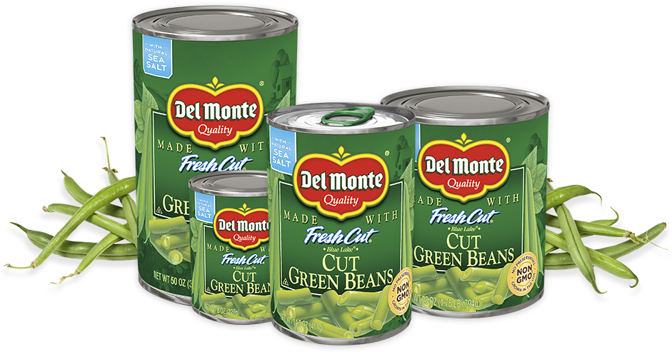 Del Monte Fresh Cut Green Beans Cans PNG