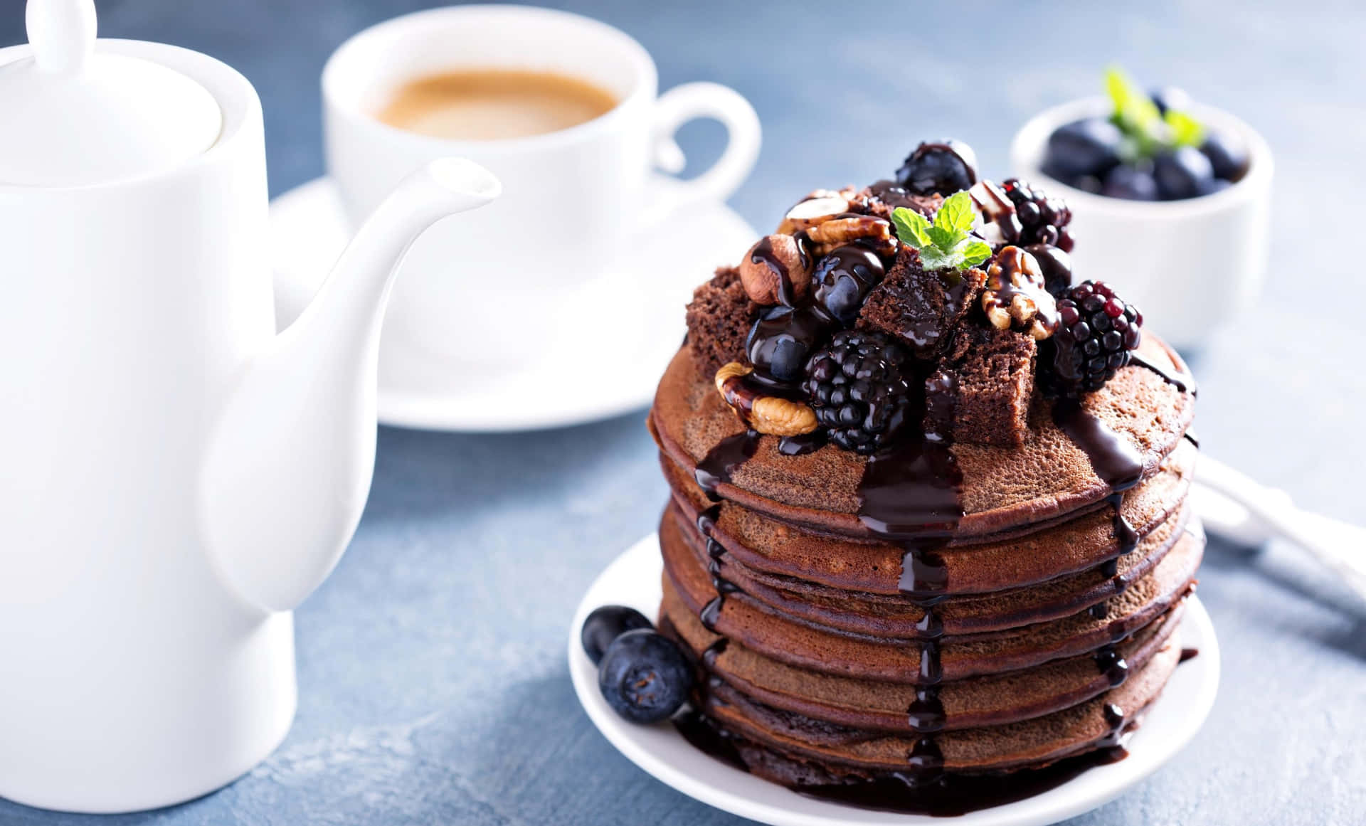 Delectable Chocolate Pancakes Wallpaper