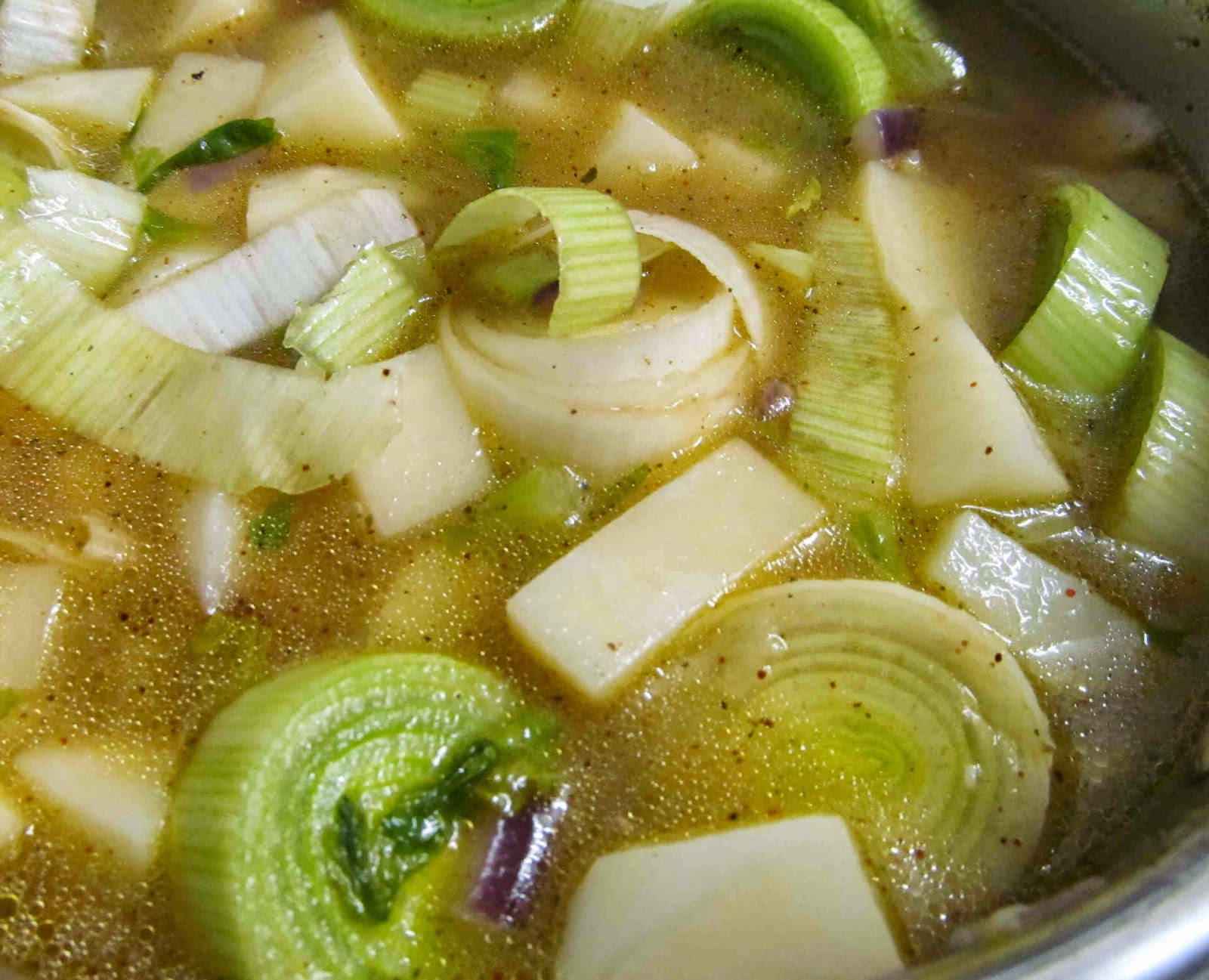Delectable Leek Vegetable Soup Recipe Extreme Close Up Wallpaper
