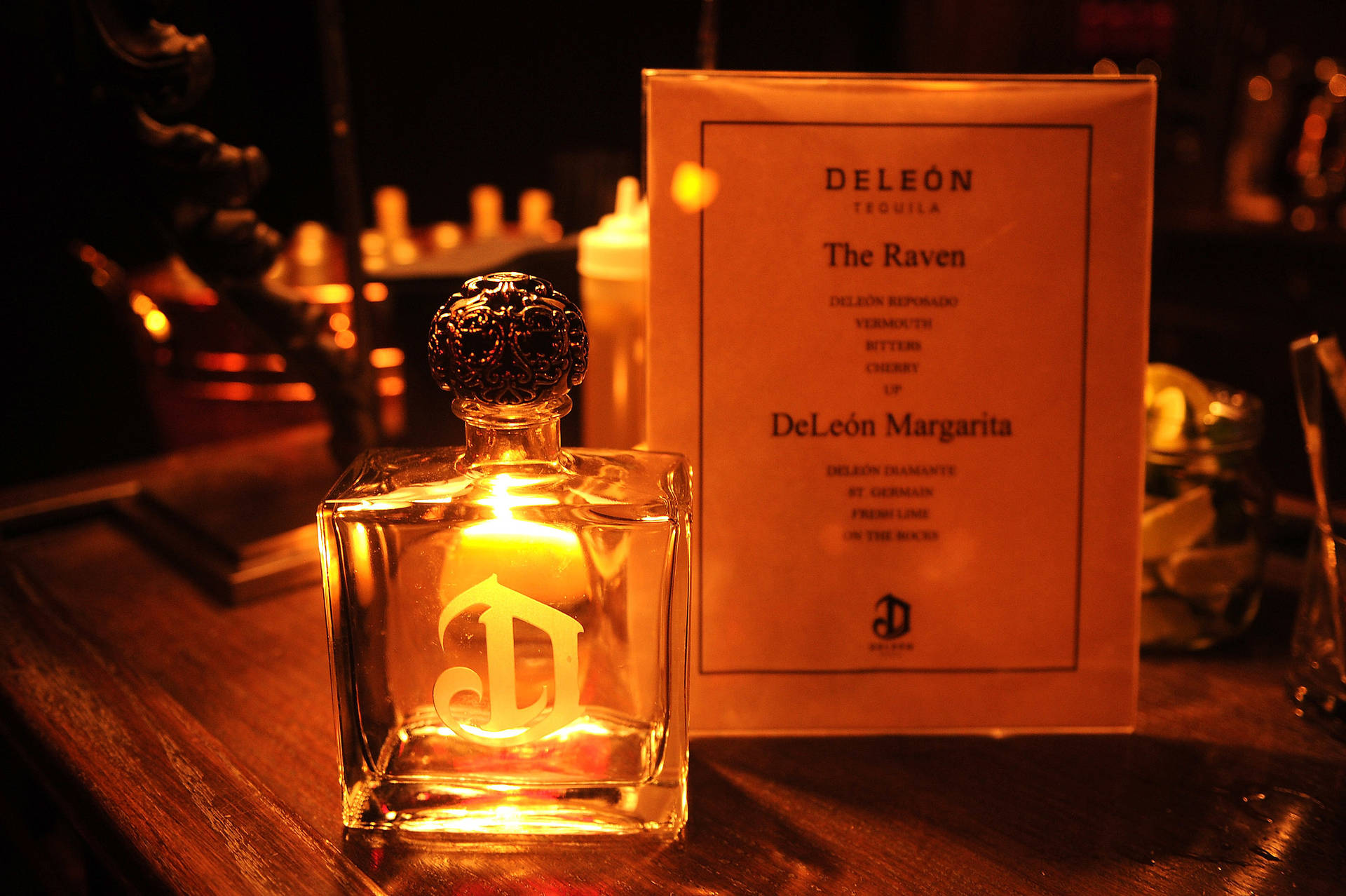 Deleón Tequila Bottle With Bar Menu Picture
