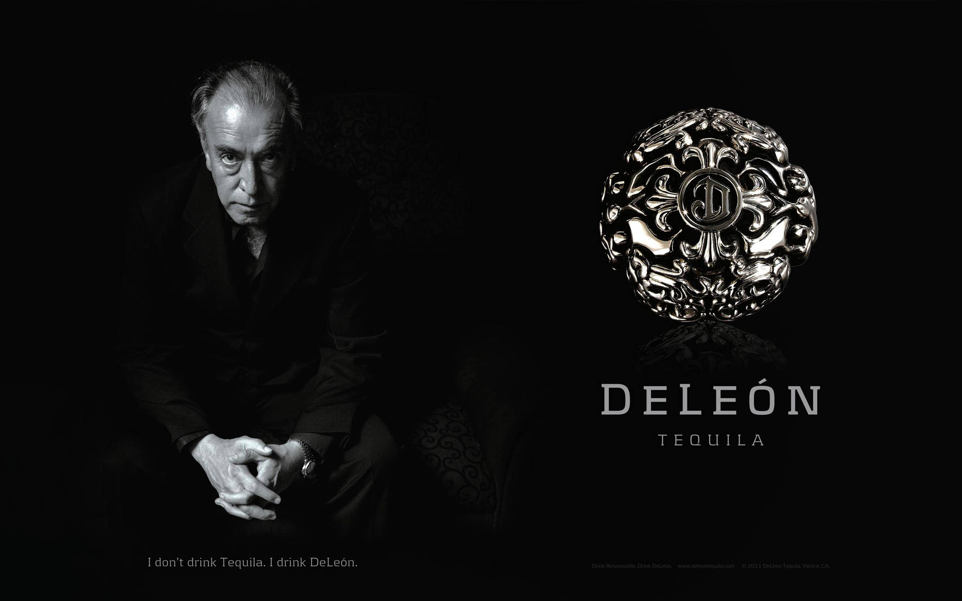 Download Deleón Tequila With Old Fierce Man Wallpaper 