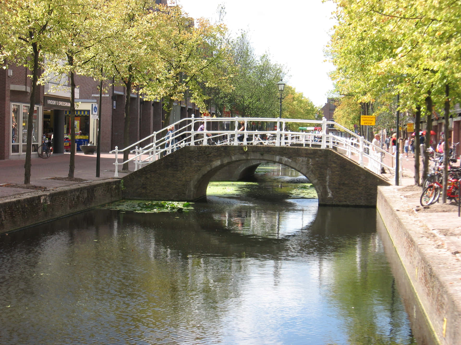 Delft Canal Bridge Autumn Wallpaper