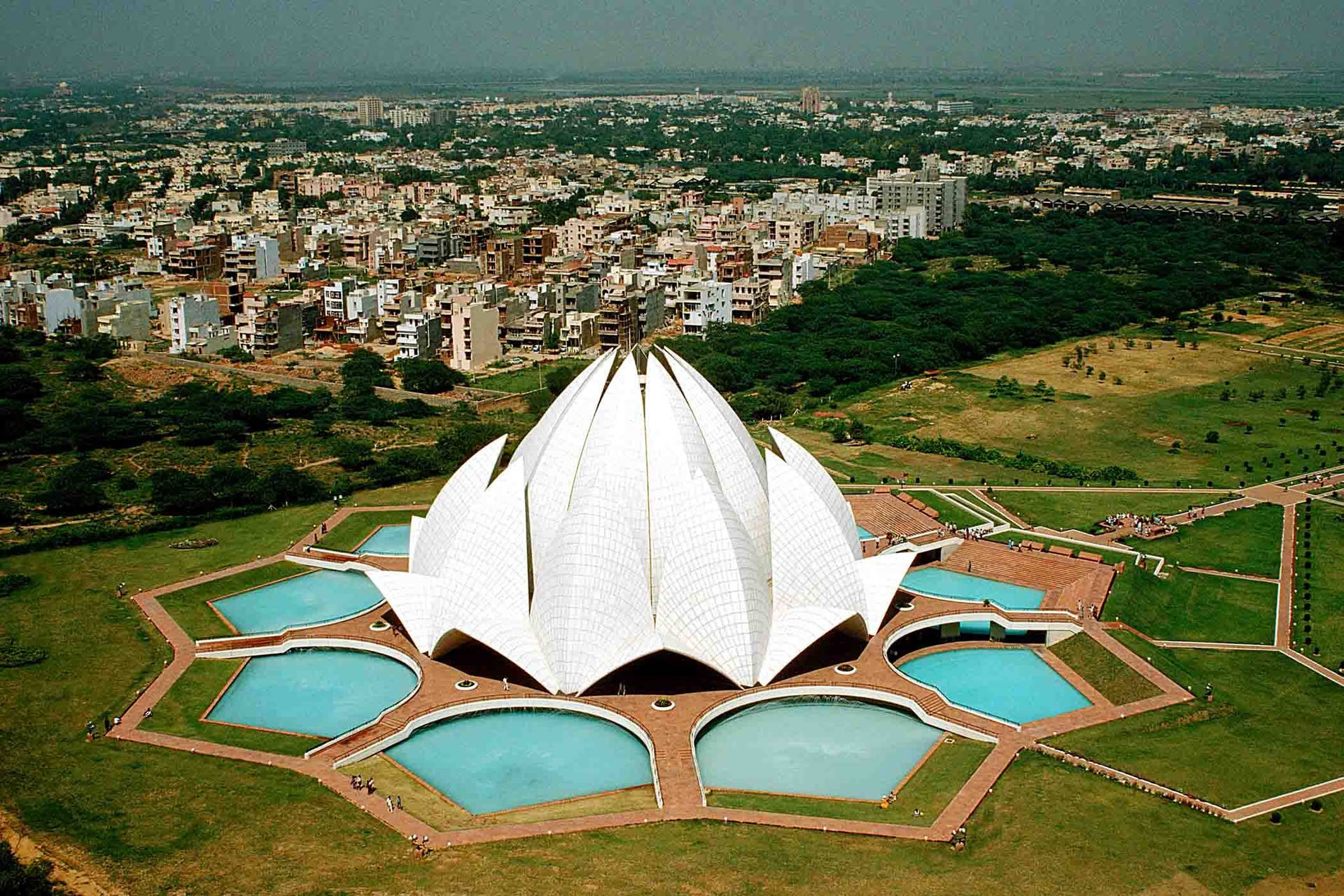Download Delhi Lotus Temple Aerial Wallpaper 