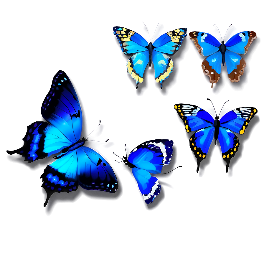 Delicate Blue Butterflies Png 06132024 PNG