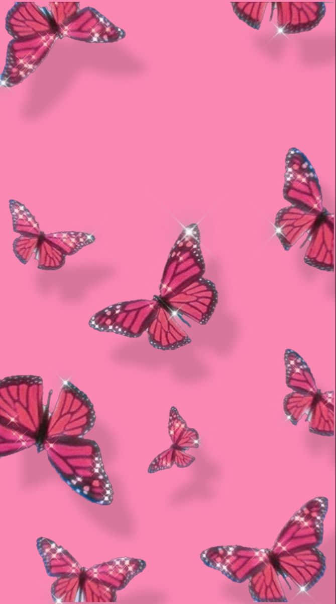 Delicate Pink Butterfly On Abstract Background