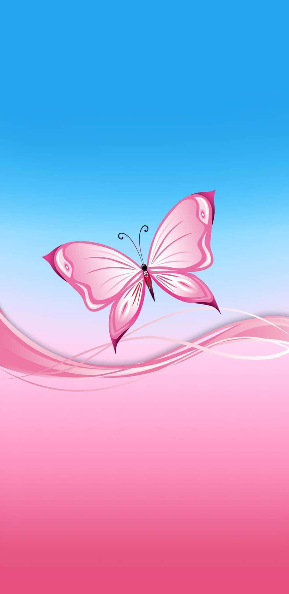 Delicate Pink Butterfly On Soft Pastel Background
