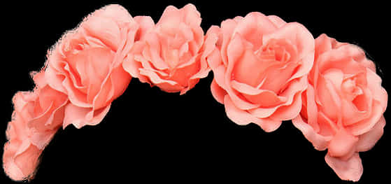 Delicate Pink Roses Black Background PNG